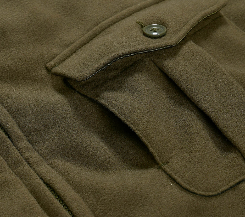 SAS Jacket | Olive Polyester Fake Melton – Clark Street Mercantile