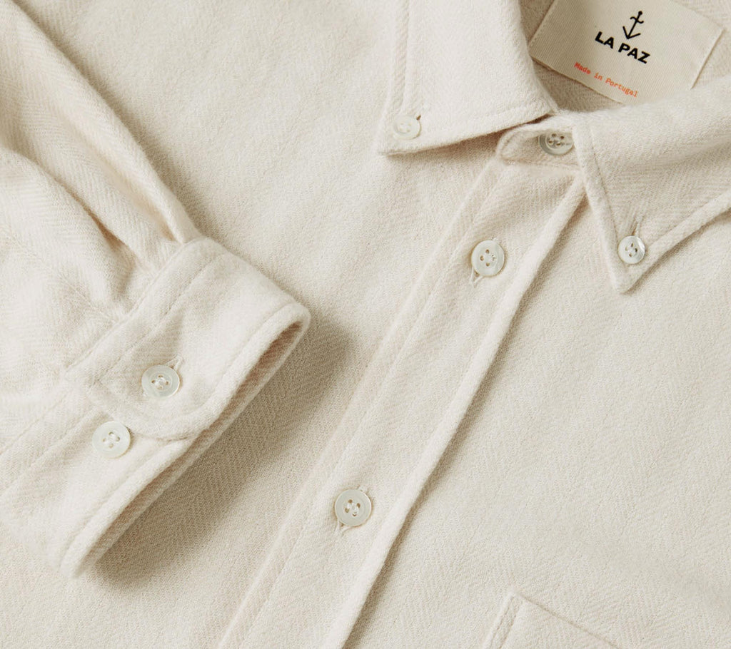 La Paz Branco Micro Squares Button Down Shirt Seagrass
