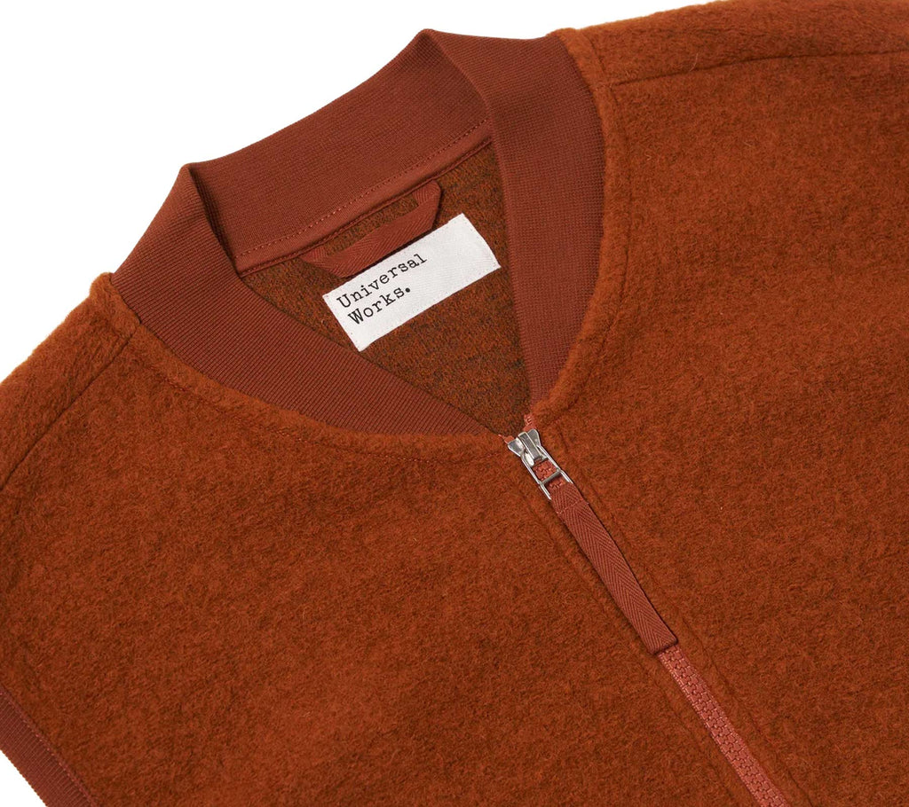 Zip Waistcoat | Rust Wool Fleece – Clark Street Mercantile