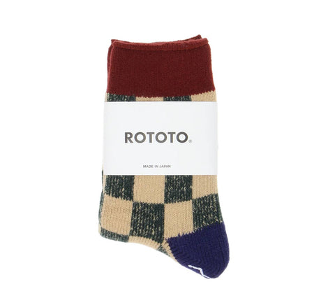Pile Room Socks ”CHECKERBOARD” | Maroon/N.Blue