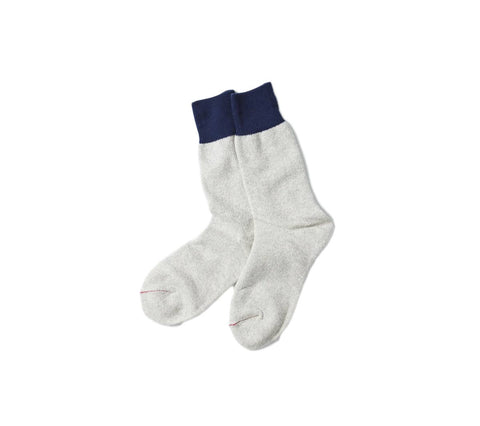 Double Face ”SILK ＆ COTTON” Socks | Navy/Grey