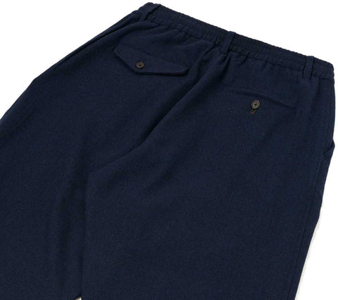 Pleated Track Pant | Navy Wool Herringbone