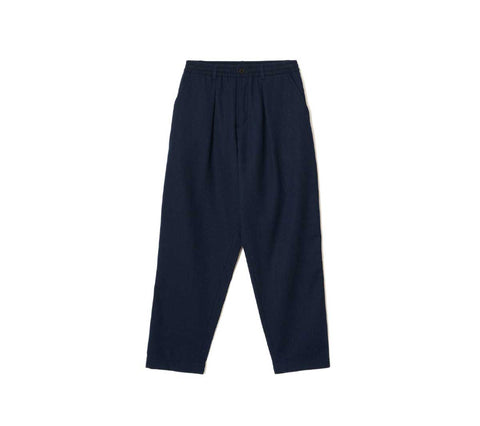 Pleated Track Pant | Navy Wool Herringbone